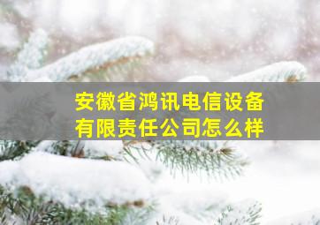 安徽省鸿讯电信设备有限责任公司怎么样