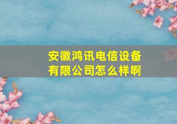 安徽鸿讯电信设备有限公司怎么样啊