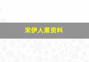 宋伊人黑资料