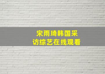 宋雨琦韩国采访综艺在线观看