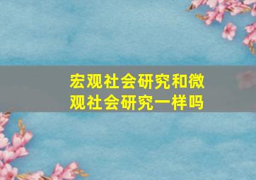 宏观社会研究和微观社会研究一样吗