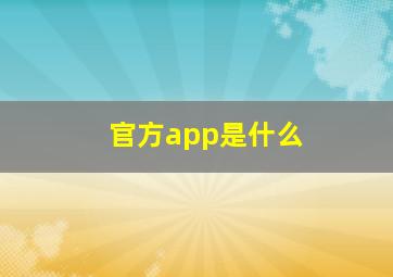 官方app是什么