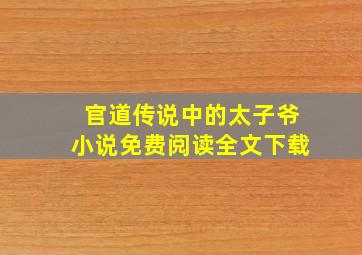 官道传说中的太子爷小说免费阅读全文下载