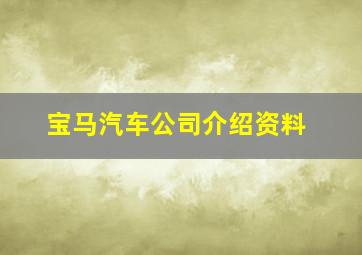 宝马汽车公司介绍资料