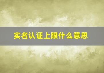 实名认证上限什么意思