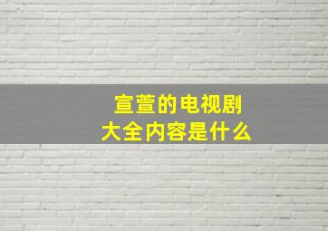 宣萱的电视剧大全内容是什么