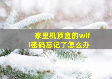 家里机顶盒的wifi密码忘记了怎么办