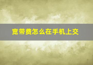 宽带费怎么在手机上交