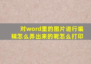 对word里的图片进行编辑怎么弄出来的呢怎么打印