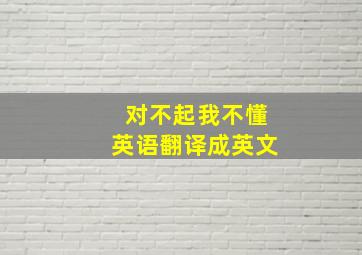 对不起我不懂英语翻译成英文