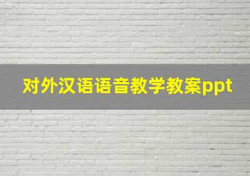 对外汉语语音教学教案ppt