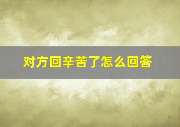 对方回辛苦了怎么回答