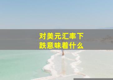 对美元汇率下跌意味着什么