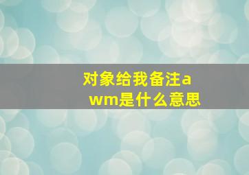 对象给我备注awm是什么意思