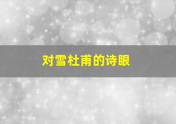 对雪杜甫的诗眼