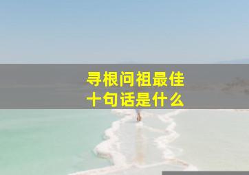 寻根问祖最佳十句话是什么