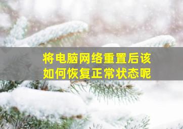 将电脑网络重置后该如何恢复正常状态呢