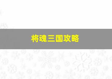 将魂三国攻略