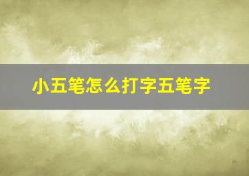 小五笔怎么打字五笔字