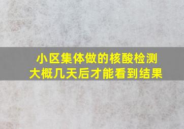 小区集体做的核酸检测大概几天后才能看到结果