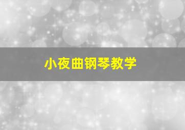 小夜曲钢琴教学