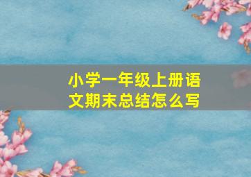 小学一年级上册语文期末总结怎么写