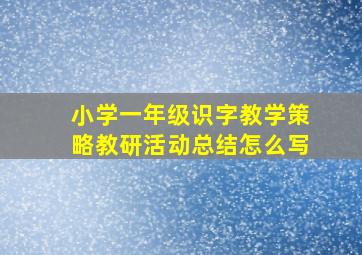 小学一年级识字教学策略教研活动总结怎么写