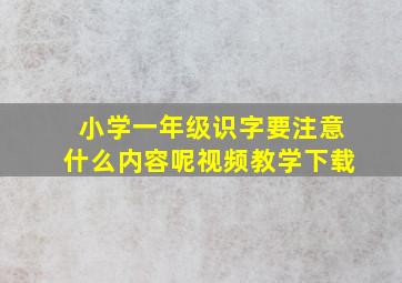 小学一年级识字要注意什么内容呢视频教学下载