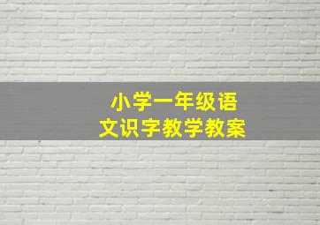 小学一年级语文识字教学教案