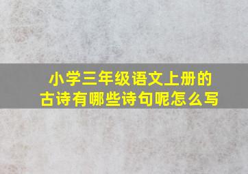 小学三年级语文上册的古诗有哪些诗句呢怎么写