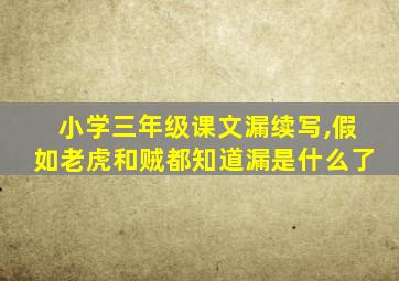 小学三年级课文漏续写,假如老虎和贼都知道漏是什么了