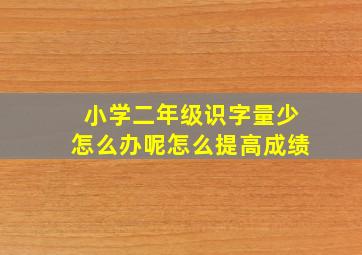 小学二年级识字量少怎么办呢怎么提高成绩