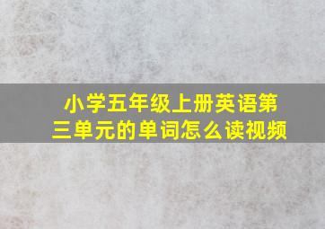 小学五年级上册英语第三单元的单词怎么读视频