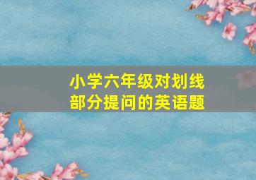 小学六年级对划线部分提问的英语题