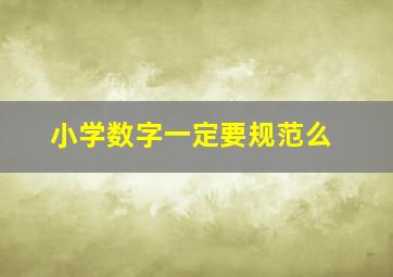 小学数字一定要规范么