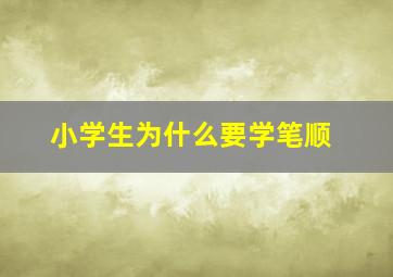 小学生为什么要学笔顺