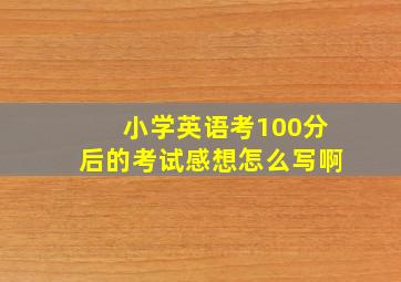 小学英语考100分后的考试感想怎么写啊