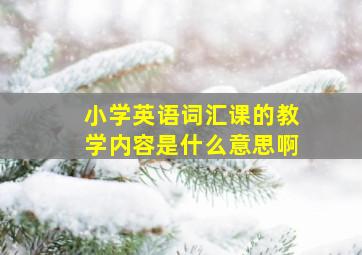 小学英语词汇课的教学内容是什么意思啊