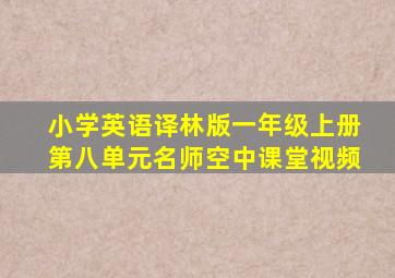 小学英语译林版一年级上册第八单元名师空中课堂视频