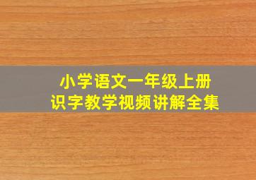 小学语文一年级上册识字教学视频讲解全集