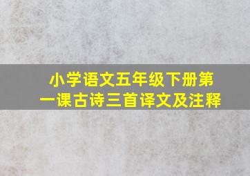 小学语文五年级下册第一课古诗三首译文及注释