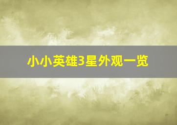 小小英雄3星外观一览