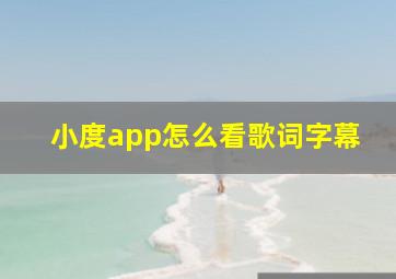 小度app怎么看歌词字幕