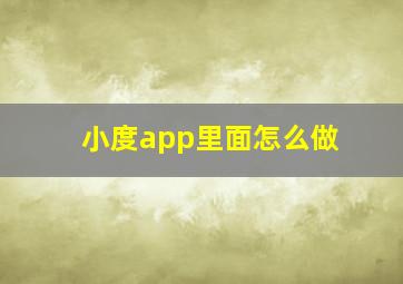 小度app里面怎么做