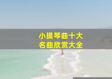 小提琴曲十大名曲欣赏大全