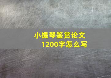 小提琴鉴赏论文1200字怎么写