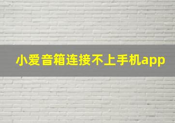 小爱音箱连接不上手机app