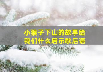 小猴子下山的故事给我们什么启示歇后语