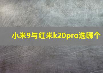 小米9与红米k20pro选哪个