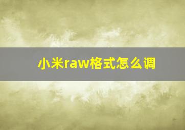 小米raw格式怎么调